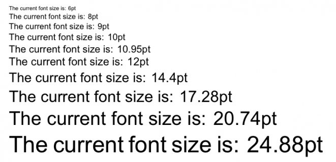 font sizes